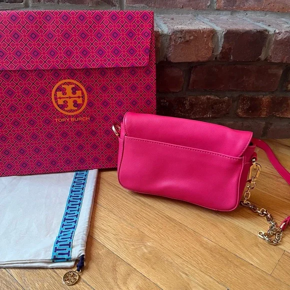 Tory Burch Pink Saffiano Robinson Chain Mini Crossbody Bag - Picture 2 of 13